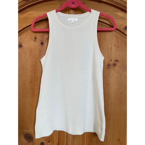 All:Row Signy Knit Racerback Minimalist Tank Top, Ivory Bone, Large - Picture 3 of 6